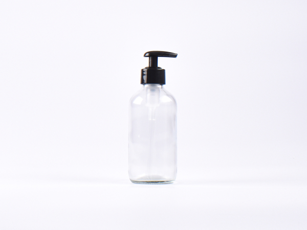Klarglasflasche 250ml, mit Dispenser schwarz