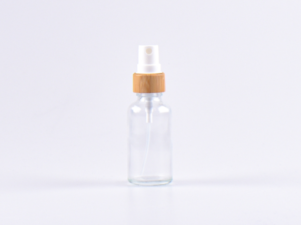 Klarglasflasche 30ml, mit Zerstäuber Bambus