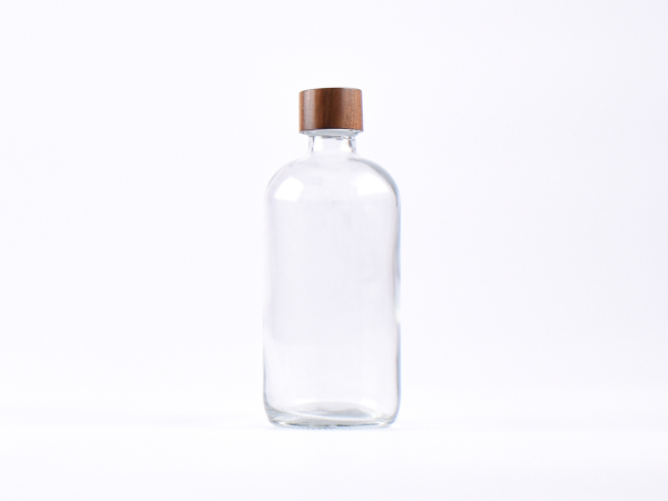 Klarglasflasche 500ml, mit Schraubverschluss Walnut