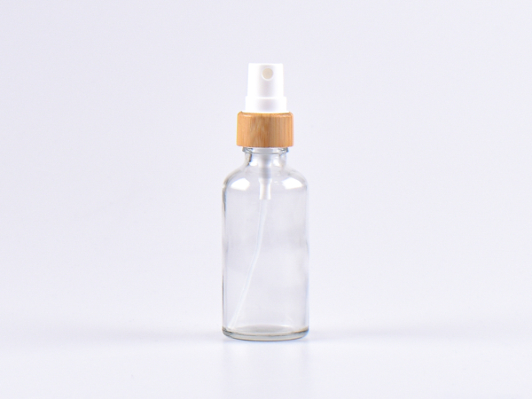 Klarglasflasche 50ml, mit Zerstäuber Bambus