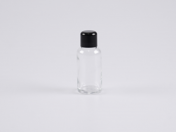 Klarglasflasche 30ml, mit Schraubverschluss schwarz