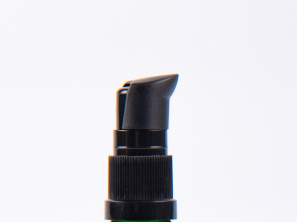 Schwarzglasflasche "Miro" 50ml, mit Lotionspumpe Kunststoff