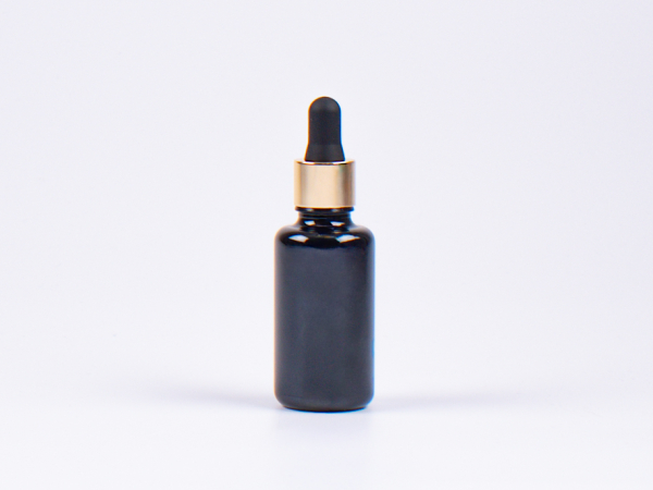 MIRON Violettglasflasche 30ml, mit Pipette gold