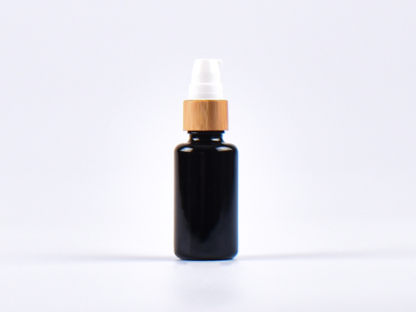 MIRON Violettglasflasche 30ml, mit Lotionspumpe Bambus