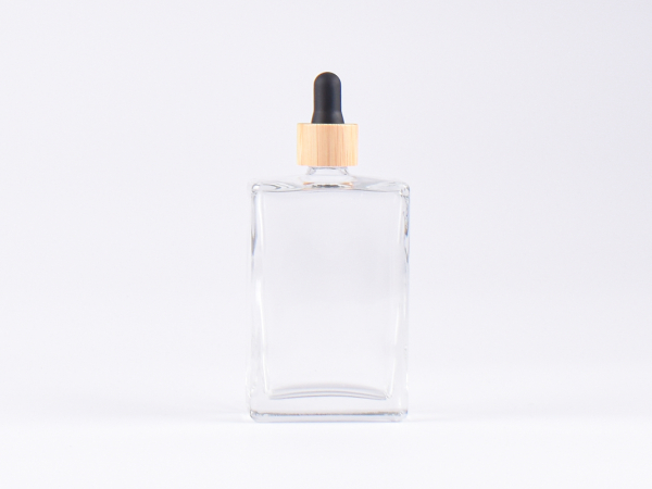 Klarglasflasche "Miro" 100ml, mit Pipette Bambus
