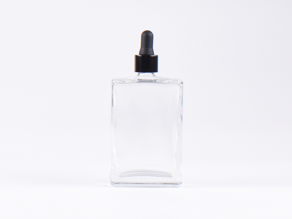Klarglasflasche "Miro" 100ml, mit Pipette schwarz