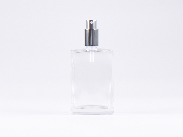 Klarglasflasche "Miro" 100ml, mit Zerstäuber Aluminium, 4 Color