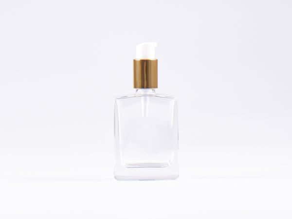 Klarglasflasche "Miro" 50ml, mit Lotionspumpe Aluminium, 4 Color