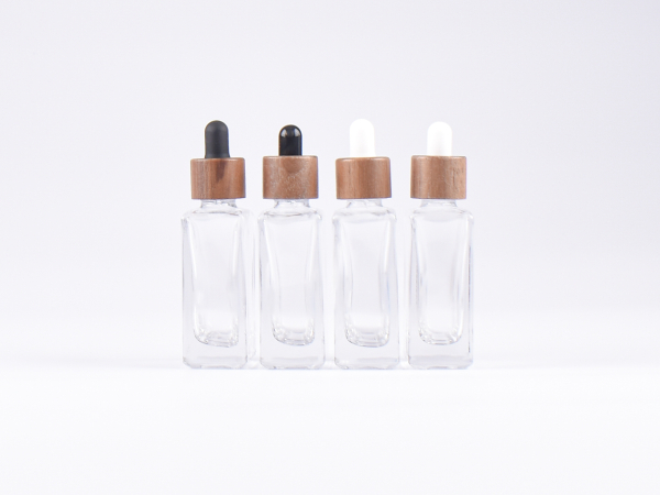 Klarglasflasche "Miro" 50ml, mit Pipette Walnut