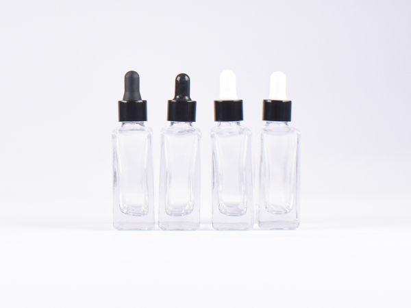 Klarglasflasche "Miro" 50ml, mit Pipette schwarz
