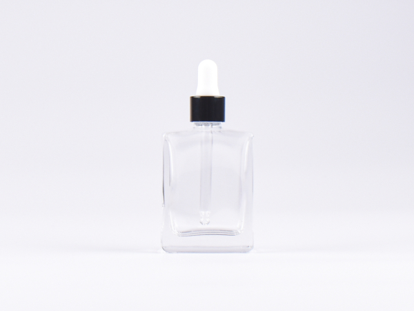 Klarglasflasche "Miro" 50ml, mit Pipette schwarz