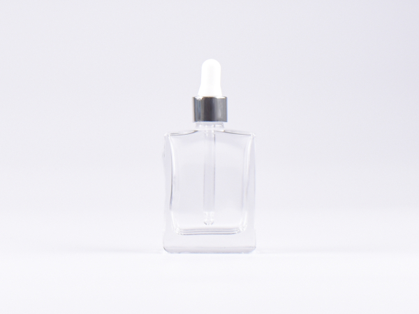Klarglasflasche Miro 50 ml - Pipette silber glanz
