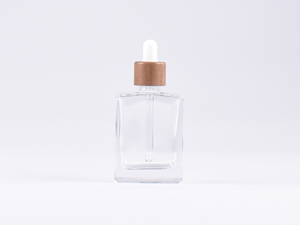 Klarglasflasche "Miro" 50ml, mit Pipette Walnut