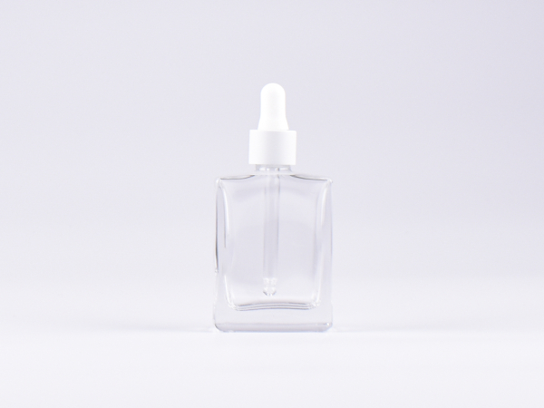 Klarglasflasche "Miro" 50ml, mit Pipette weiss