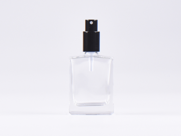 Klarglasflasche "Miro" 50ml, mit Zerstäuber Aluminium, 4 Color
