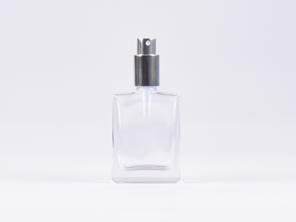 Klarglasflasche "Miro" 50ml, mit Zerstäuber Aluminium, 4 Color