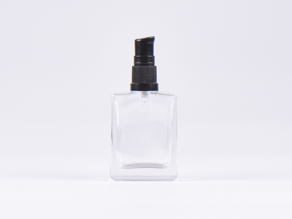 Klarglasflasche "Miro" 50ml, mit Lotionspumpe Kunststoff