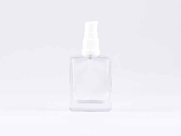 Klarglasflasche "Miro" 50ml, mit Lotionspumpe Kunststoff