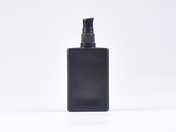 Schwarzglasflasche "Miro" 100ml, mit Lotionspumpe Kunststoff