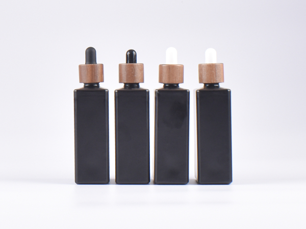 Schwarzglasflasche Miro 100 ml - Pipette Walnut