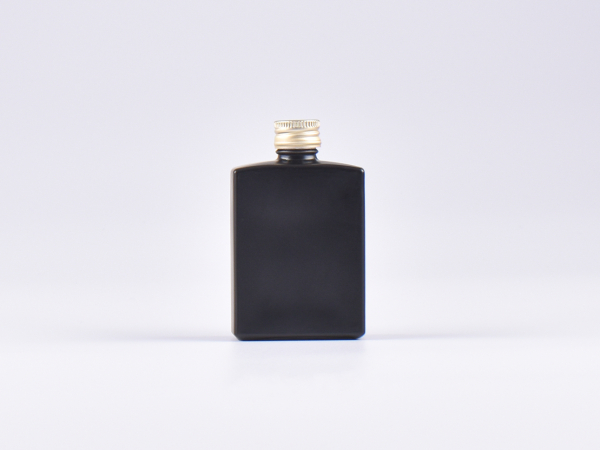 Schwarzglasflasche "Miro" 50ml, mit Schraubverschluss Aluminium