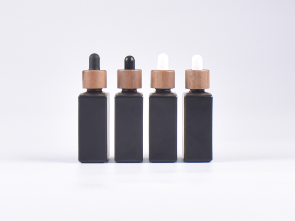 Schwarzglasflasche Miro 50 ml - Pipette Walnut