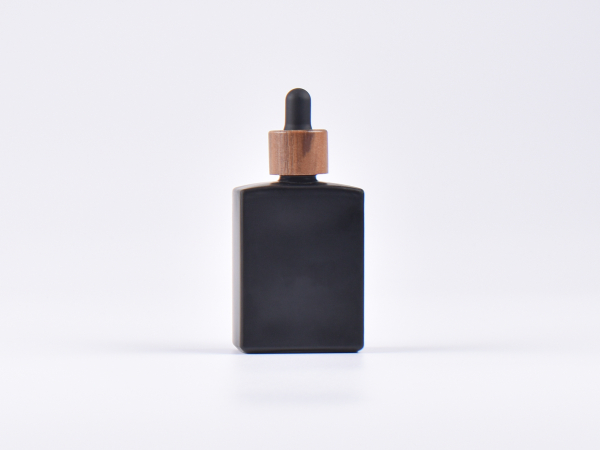 Schwarzglasflasche Miro 50 ml - Pipette Walnut