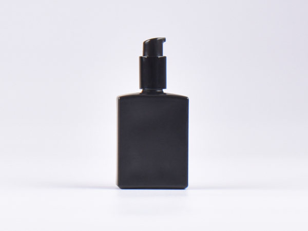 Schwarzglasflasche "Miro" 50ml, mit Lotionspumpe Aluminium, 4 Color