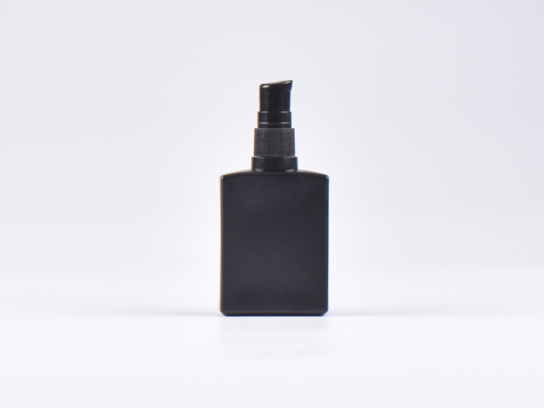 Schwarzglasflasche "Miro" 50ml, mit Lotionspumpe Kunststoff