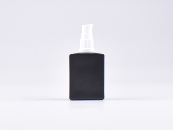 Schwarzglasflasche "Miro" 50ml, mit Lotionspumpe Kunststoff