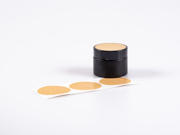 Rundetikette "weiss und braun-antik", 50mm