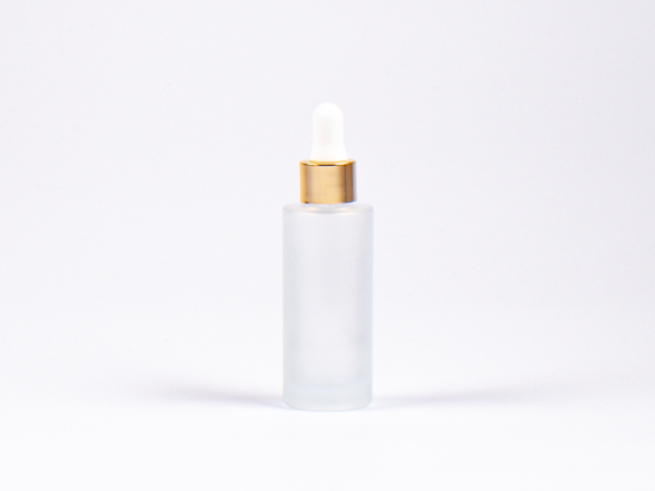 Glasflasche säuremattiert, 30ml, mit Pipette Alu gold