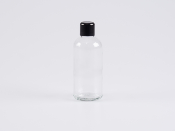 Klarglasflasche 100ml, mit Schraubverschluss schwarz