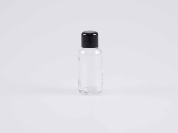 Klarglasflasche 30ml, mit Schraubverschluss schwarz