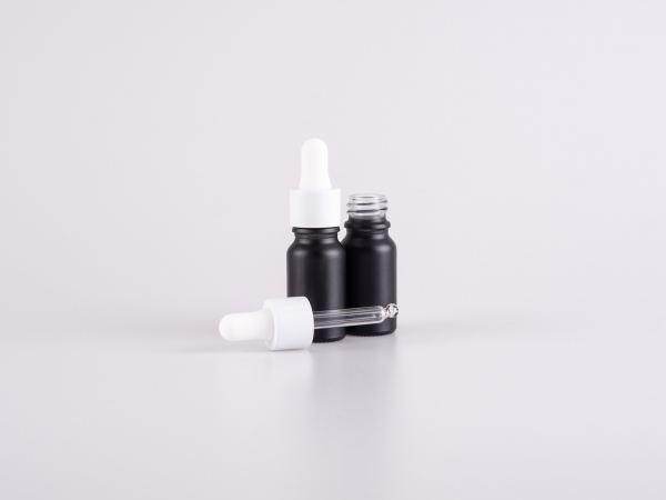 Schwarzglasflasche 10ml, mit Pipette weiss