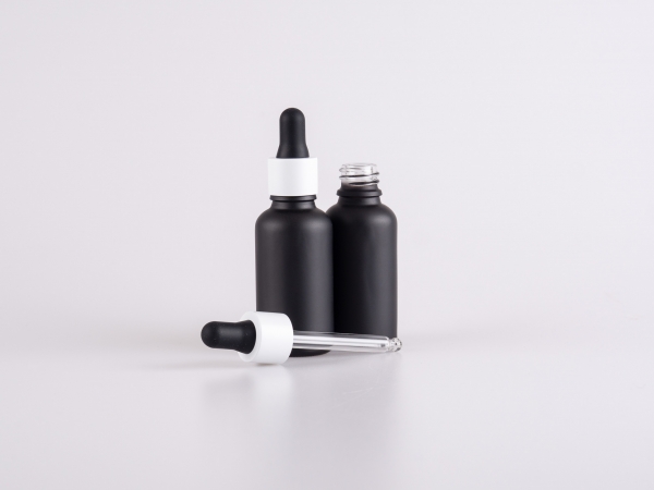 Schwarzglasflasche 50ml, mit Pipette weiss