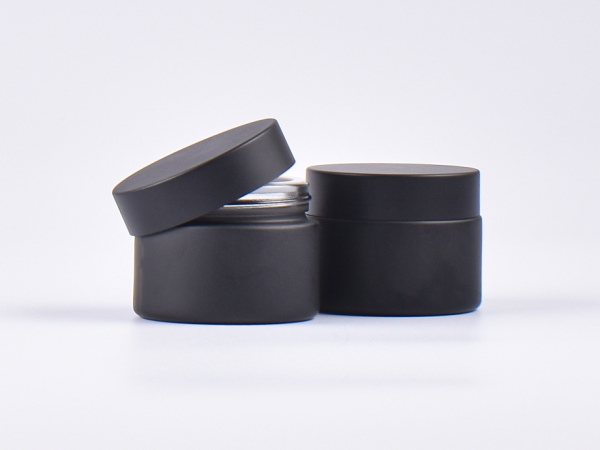 Schwarzglasdose, 50ml, mit Deckel schwarz