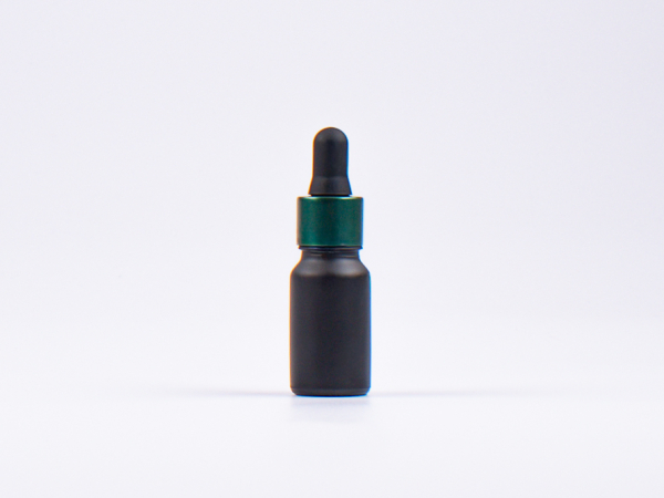 Schwarzglasflasche 10ml, mit Pipette grün-matt