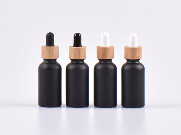 Schwarzglasflasche 10ml, mit Pipette Bambus