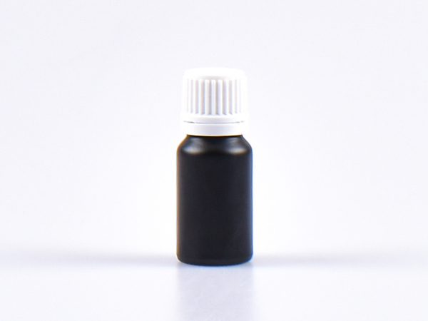 Schwarzglasflasche 10ml, mit Tropfmontur OV, geriffelt