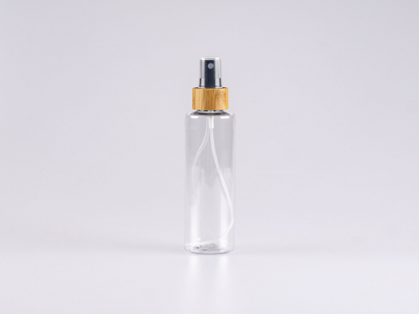 PET Flasche "Sharp" 150ml, mit Zerstäuber Bambus