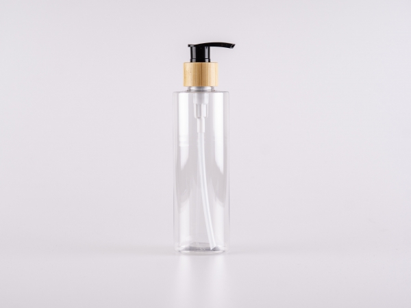 PET Flasche "Sharp" 250ml, mit Dispenser Bambus