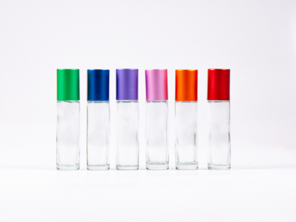 Roll-On-Flasche Klarglas 10 ml – Deckel Color