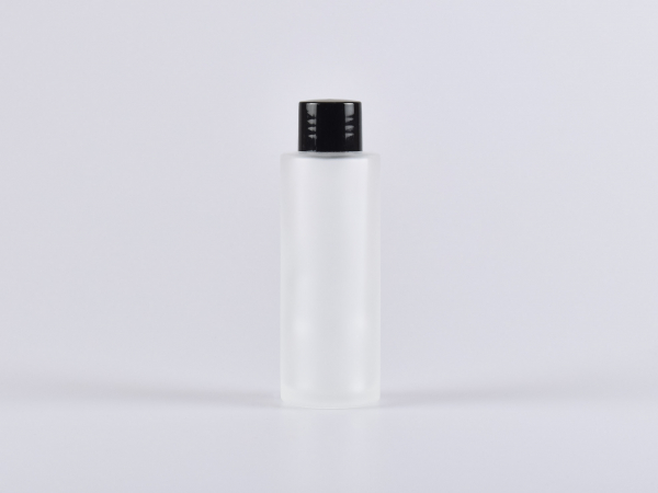 Glasflasche säuremattiert, 100ml, mit Schraubverschluss weiss/schwarz