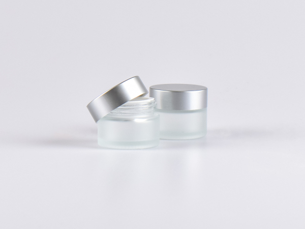 Glasdose säuremattiert, 15ml, mit Deckel silber