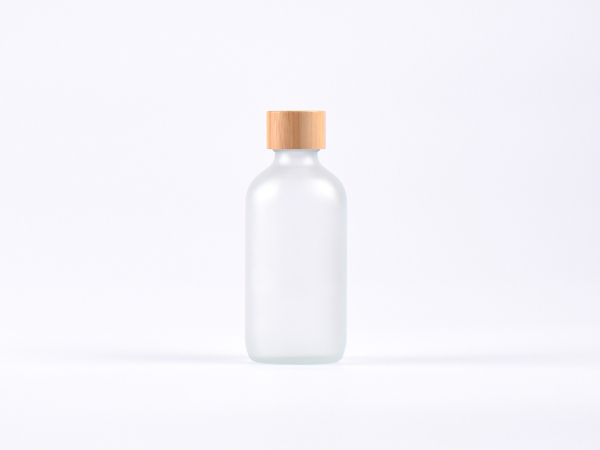 Glasflasche säuremattiert, 250ml, mit Schraubverschluss Bambus