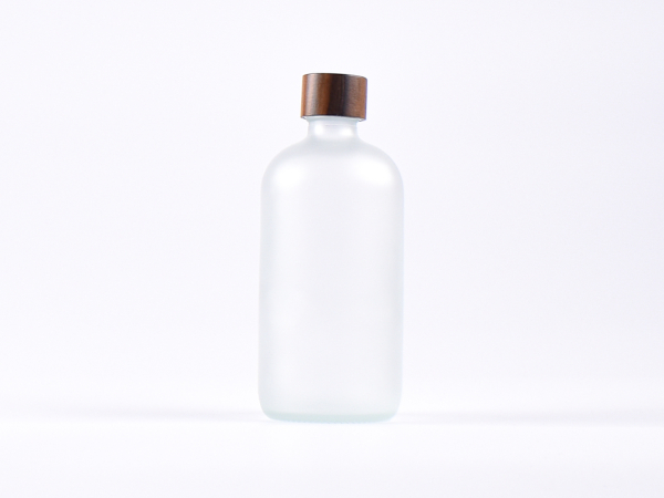 Glasflasche säuremattiert, 500ml, mit Schraubverschluss Walnut