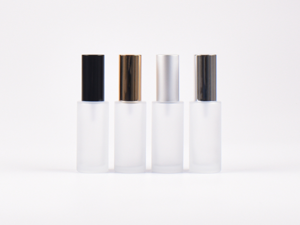 Glasflasche säuremattiert, 30ml, mit Lotionspumpe Aluminium, 4 Color