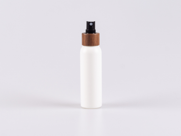 Flasche "Tara" 100ml, matt-weiss, mit Zerstäuber Walnuss