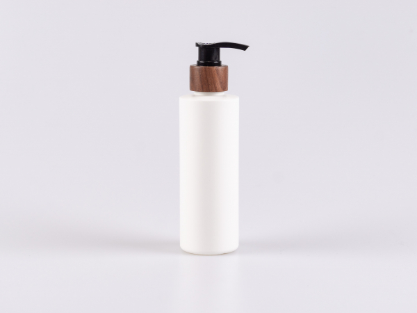 Flasche "Tara" 200ml, matt-weiss, mit Dispenser Walnut